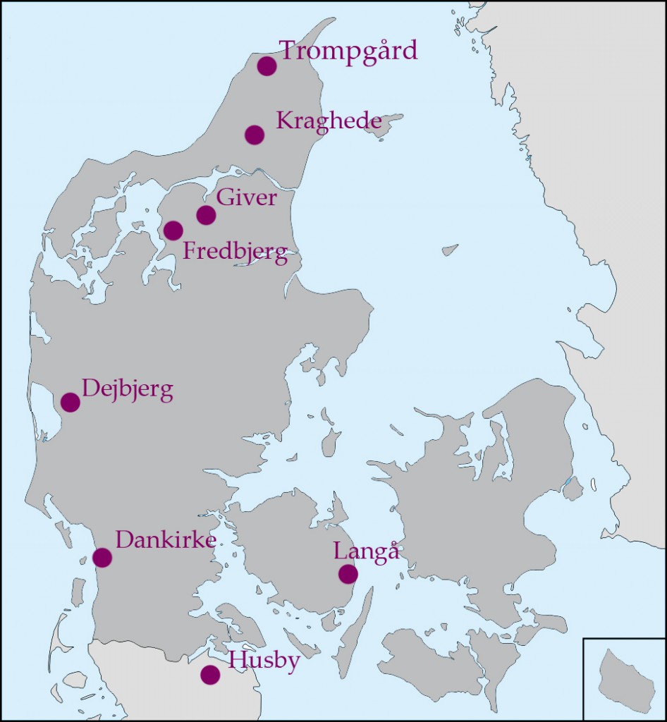 Kort over vogngravsfundene fra Danmark og Nordtyskland. Grafik VHM.